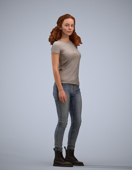 realistic 3D human woman casual standing, archviz people FBX OBJ for Blender