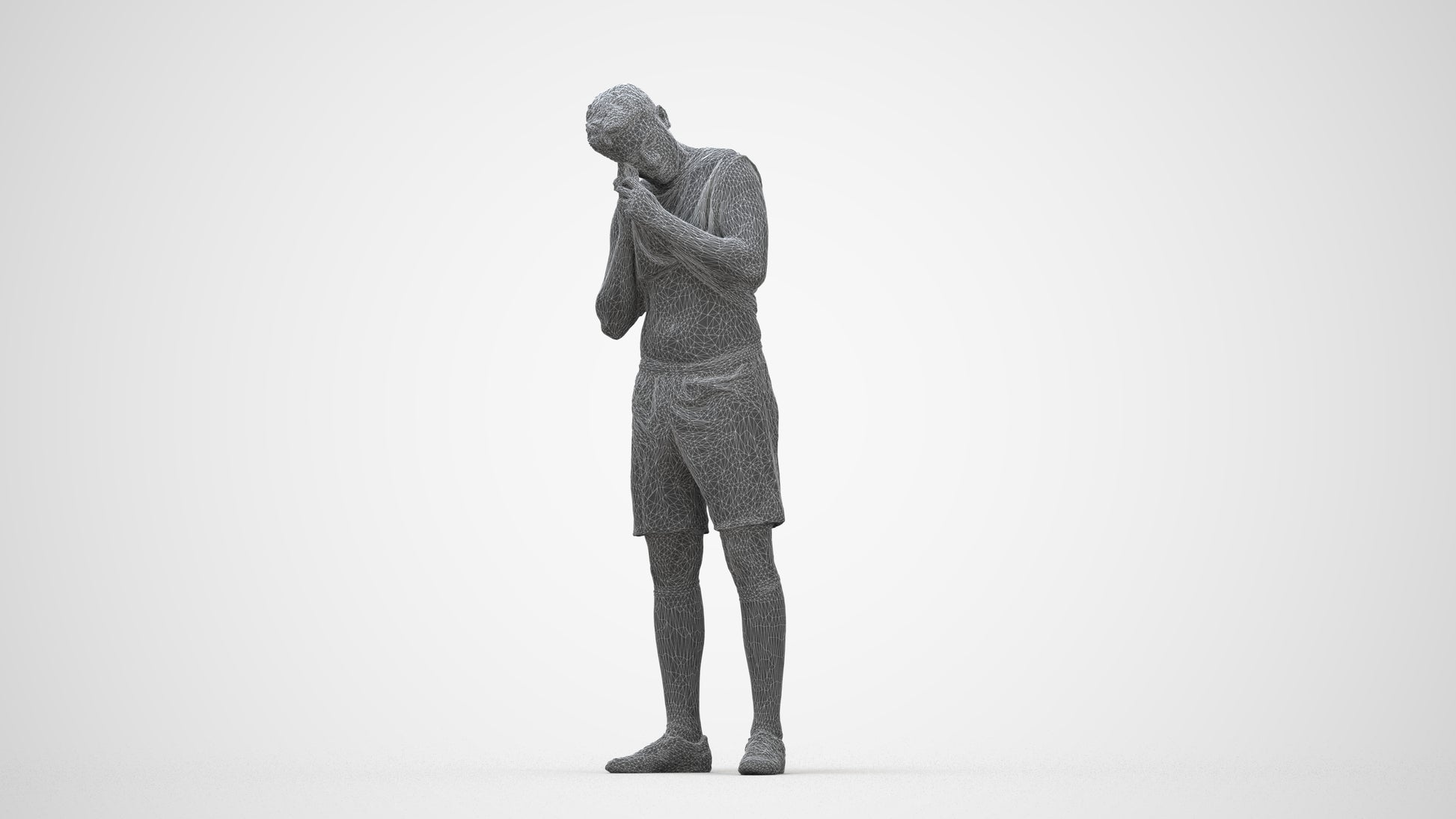 realistic 3D human man sport, archviz people FBX OBJ for Blender, wireframe back view