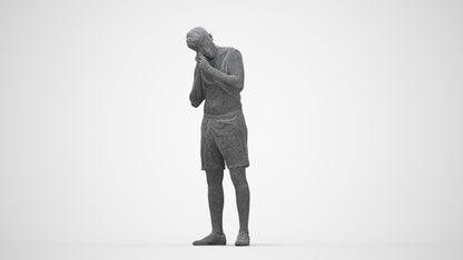 realistic 3D human man sport, archviz people FBX OBJ for Blender, wireframe back view