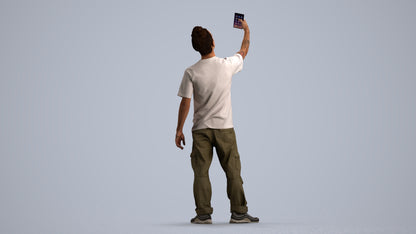 3D human model man casual standing, photogrammetry scanned person for archviz, front view render