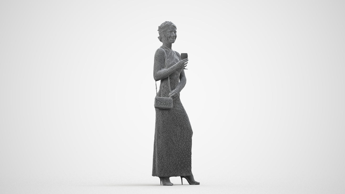 photogrammetry 3D woman formal formalaffairs, realistic human model archviz FBX, wireframe side view