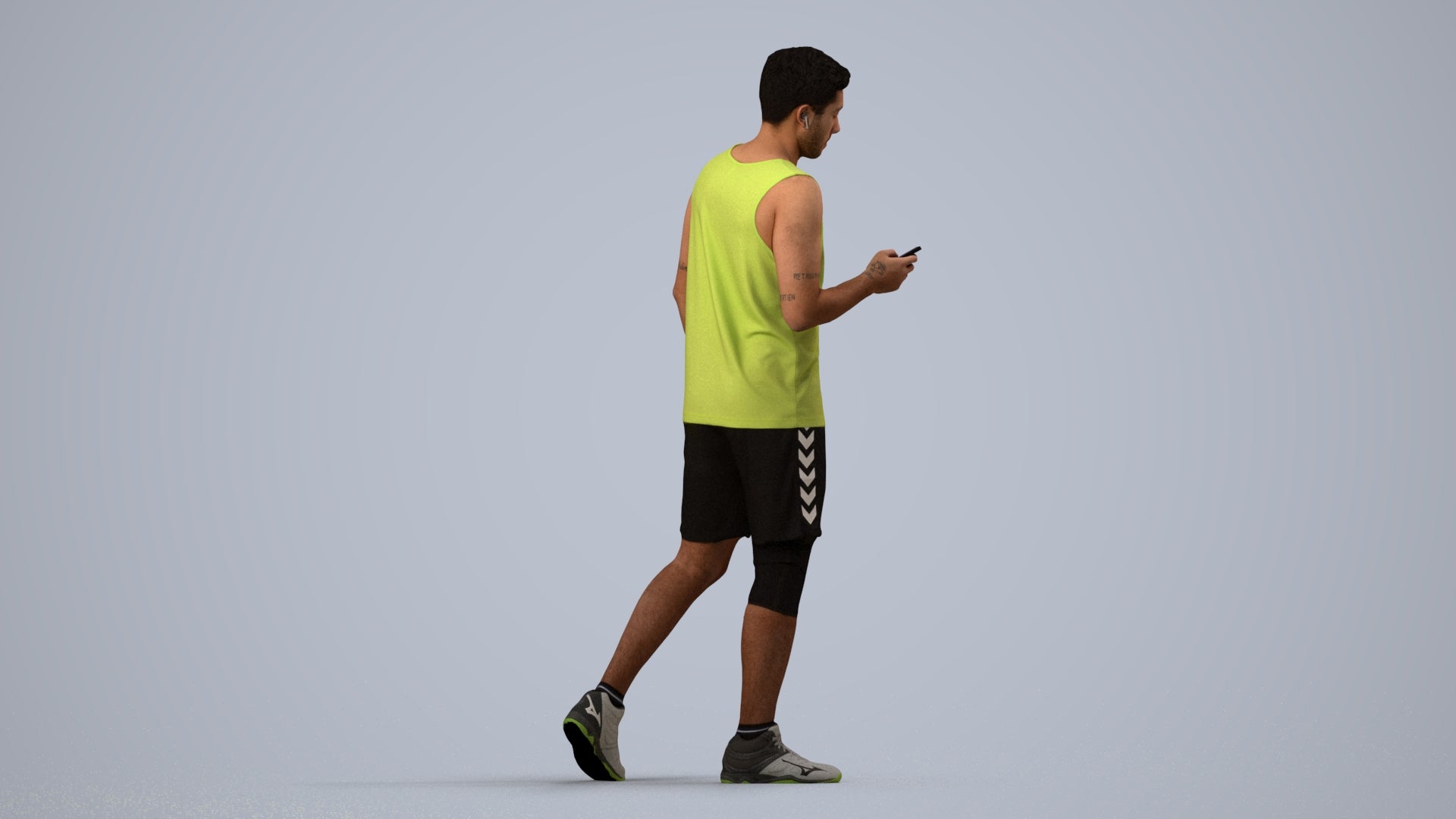 scanned 3D man sport, photogrammetry people for Enscape and V-Ray, side view render