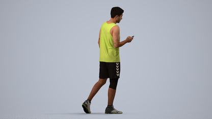 scanned 3D man sport, photogrammetry people for Enscape and V-Ray, side view render