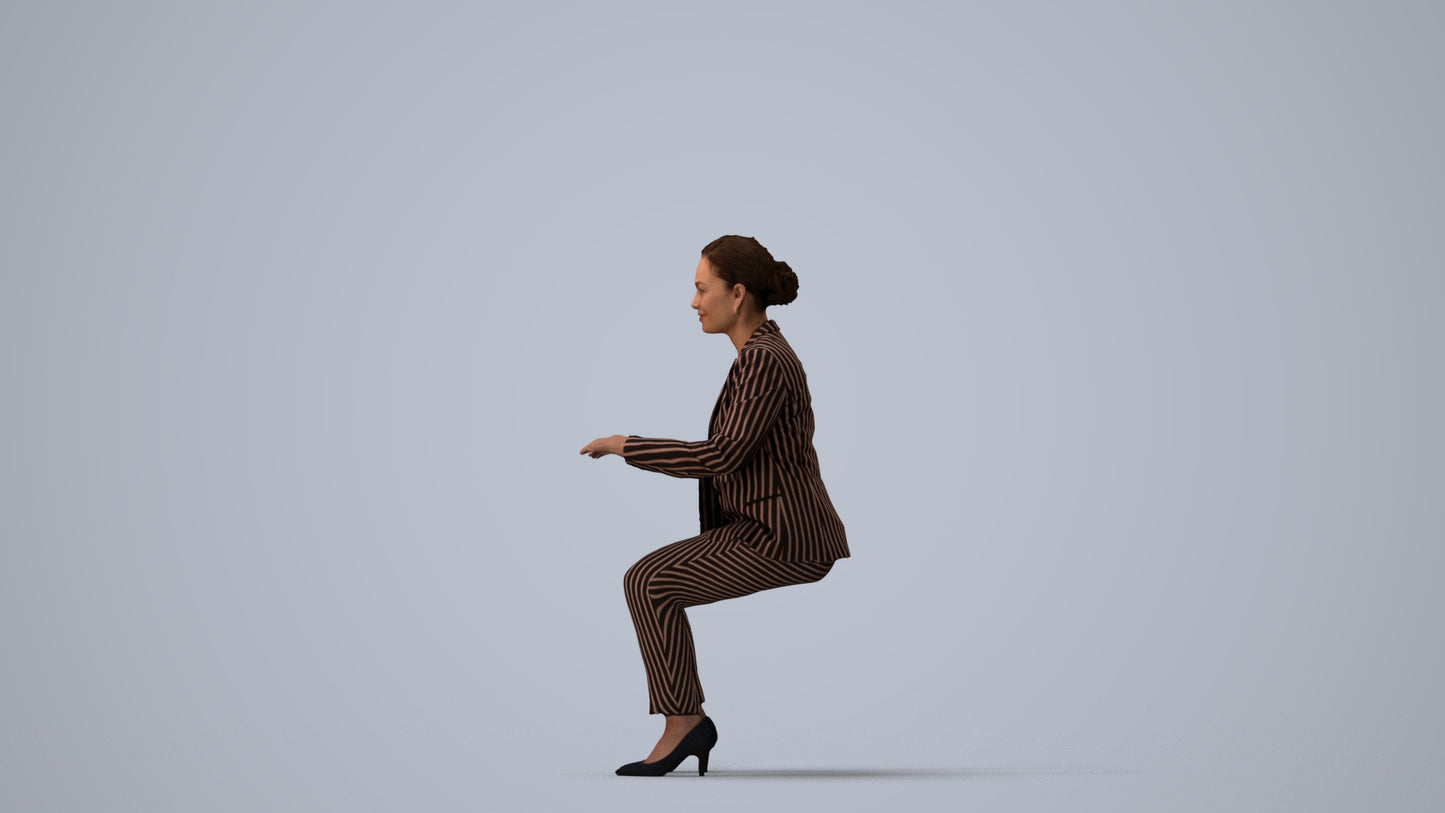 realistic 3D woman business, scanned archviz people for Blender and 3ds Max, three-quarter view render