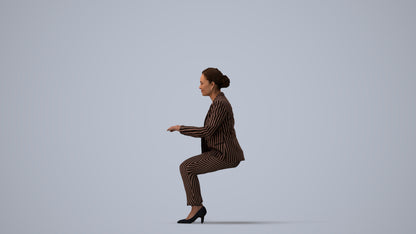 realistic 3D woman business, scanned archviz people for Blender and 3ds Max, three-quarter view render