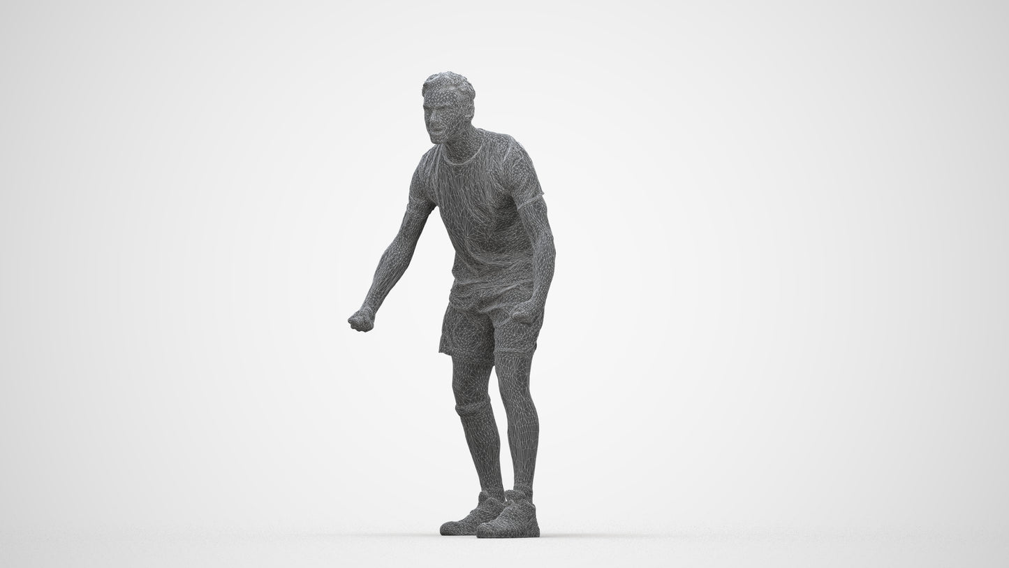 3D people model man sport, scanned human for 3ds Max rendering, wireframe back view