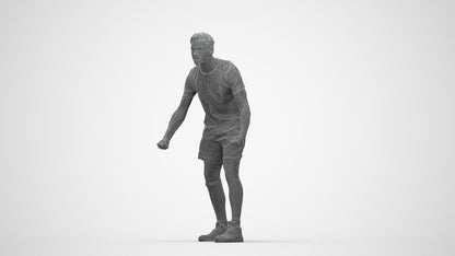 3D people model man sport, scanned human for 3ds Max rendering, wireframe back view