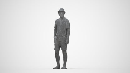 scanned 3D man standing, photogrammetry people for Enscape and V-Ray, wireframe back view