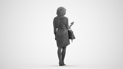 photogrammetry 3D woman casual walking, realistic human model archviz FBX, wireframe front view