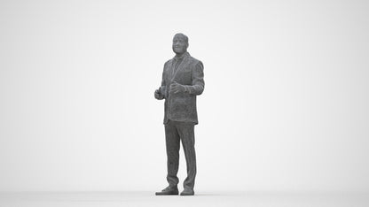 3D scanned man standing formal, photorealistic archviz people for Enscape and SketchUp, wireframe back view