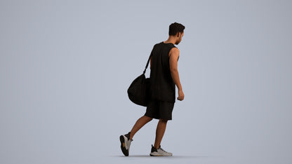 3D people model man sport, scanned human for 3ds Max rendering, front view render