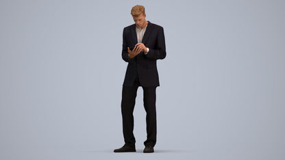 realistic 3D human man business, archviz people FBX OBJ for Blender, standing pose render