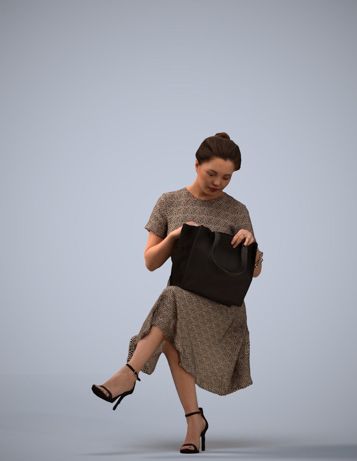 realistic 3D human woman casual mix, archviz people FBX OBJ for Blender