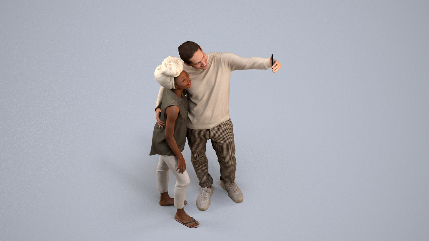 scanned 3D woman casual standing, photogrammetry people for Enscape and V-Ray, back view render