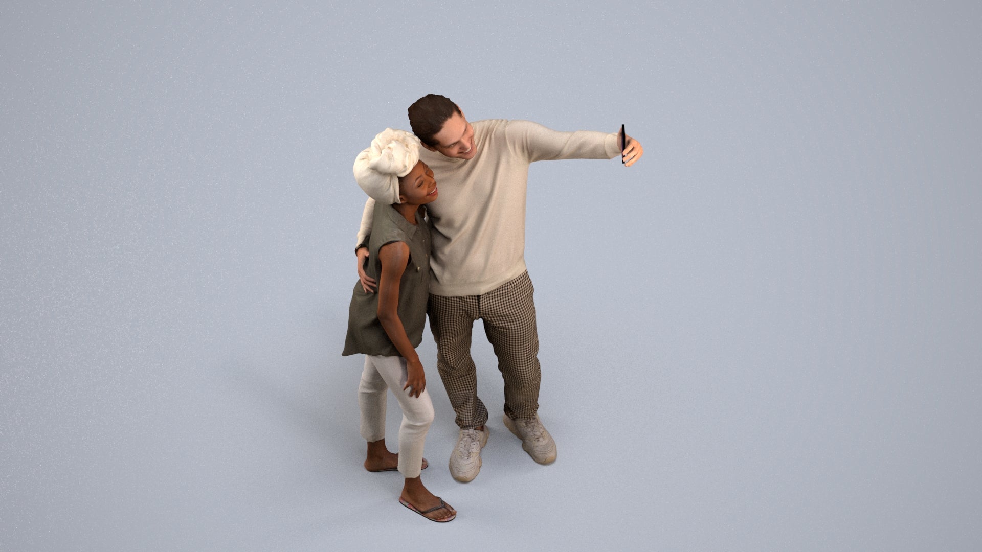 scanned 3D woman casual standing, photogrammetry people for Enscape and V-Ray, back view render