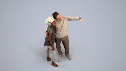 scanned 3D woman casual standing, photogrammetry people for Enscape and V-Ray, back view render