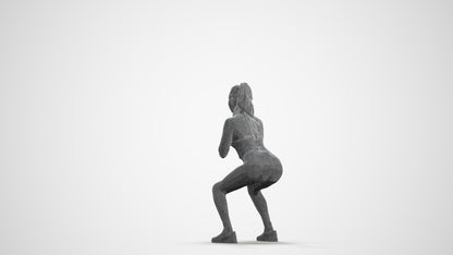 scanned 3D woman sport, photogrammetry people for Enscape and V-Ray, wireframe front view