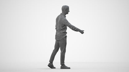 realistic 3D people man casual mix, render-ready for V-Ray and Corona, FBX OBJ, wireframe side view