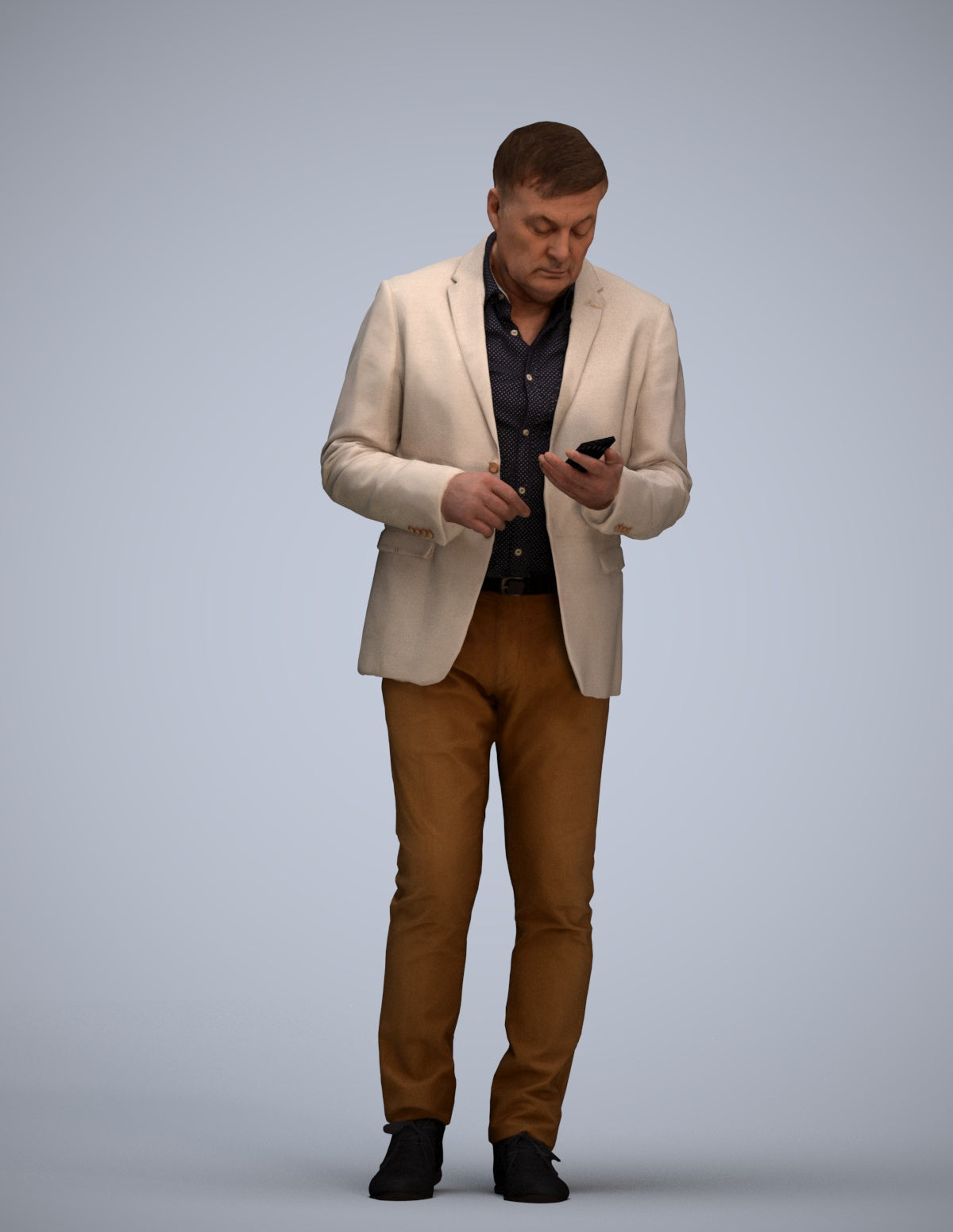 scanned 3D man business standing, photogrammetry people for Enscape and V-Ray
