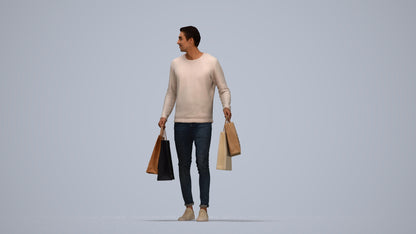 3D people model man casual formal, scanned human for 3ds Max rendering, top-down view render
