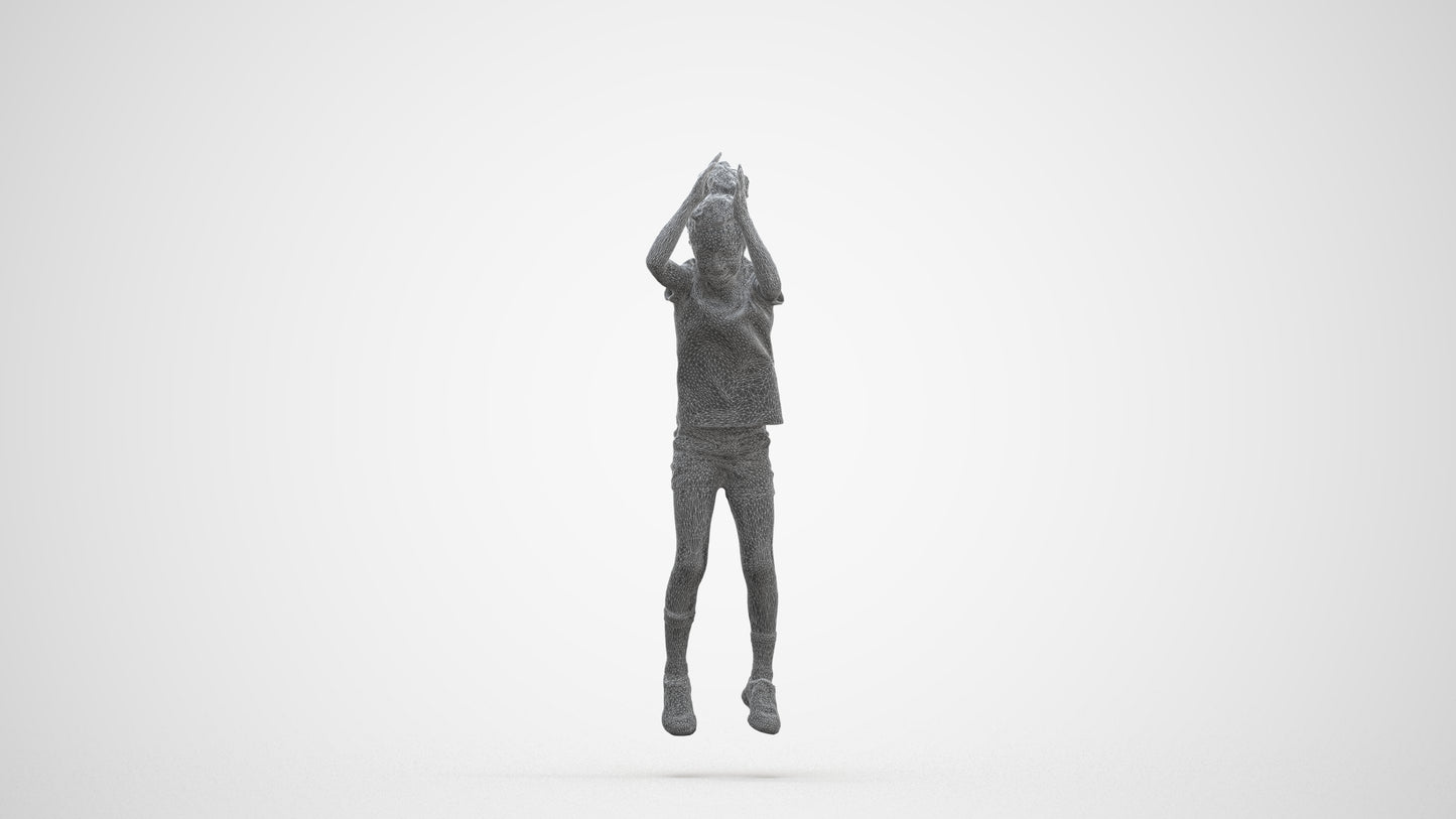realistic 3D human girl casual kids, archviz people FBX OBJ for Blender, three-quarter front view render