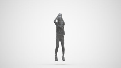 realistic 3D human girl casual kids, archviz people FBX OBJ for Blender, three-quarter front view render