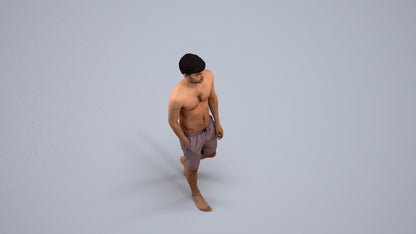 scanned 3D man pool, photogrammetry people for Enscape and V-Ray, back view render