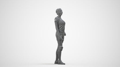 realistic 3D human woman sport, archviz people FBX OBJ for Blender, wireframe side view