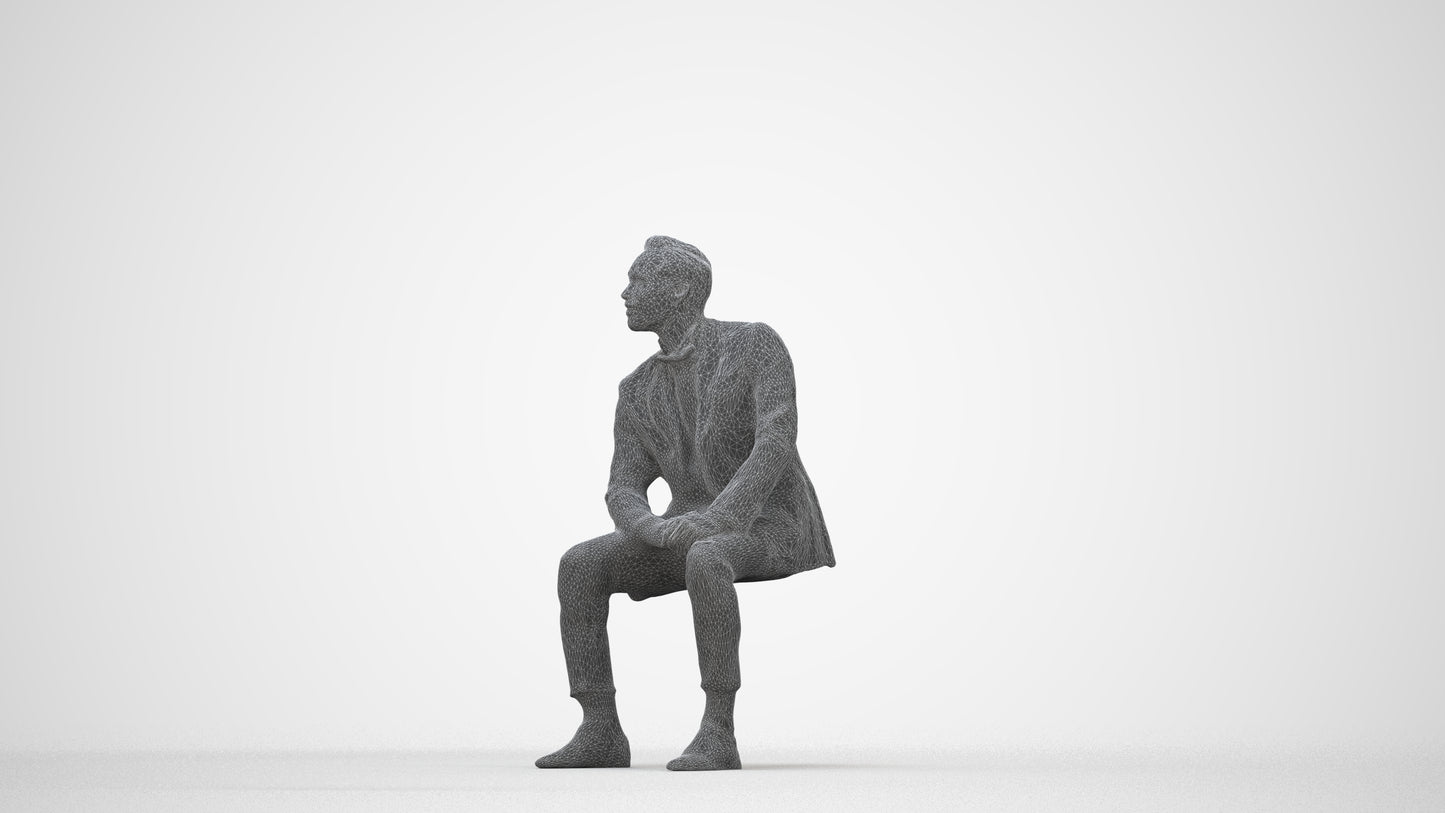 photogrammetry 3D man formal formalaffairs, realistic human model archviz FBX, wireframe back view