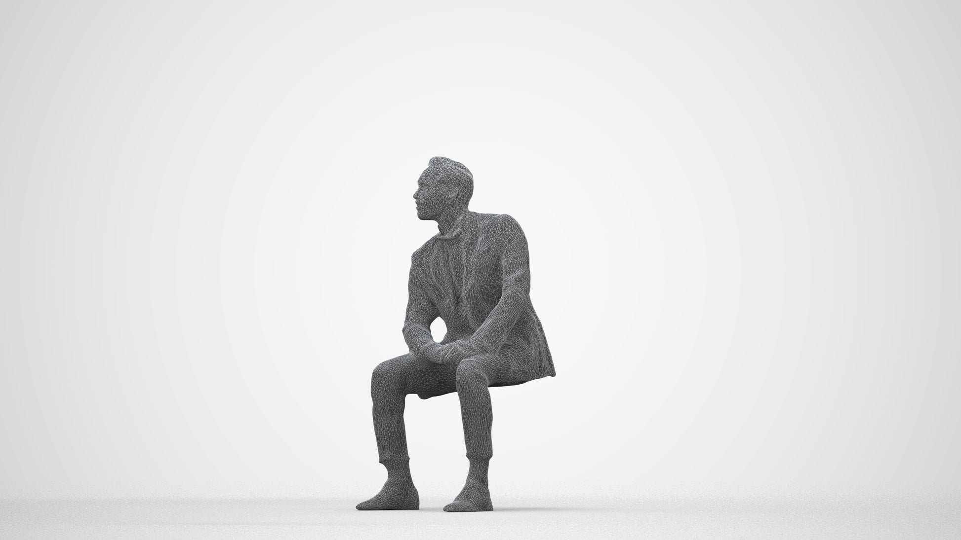 photogrammetry 3D man formal formalaffairs, realistic human model archviz FBX, wireframe back view