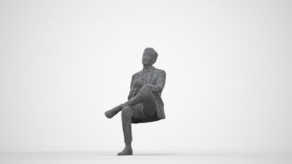 3D people model man business, scanned human for 3ds Max rendering, wireframe back view