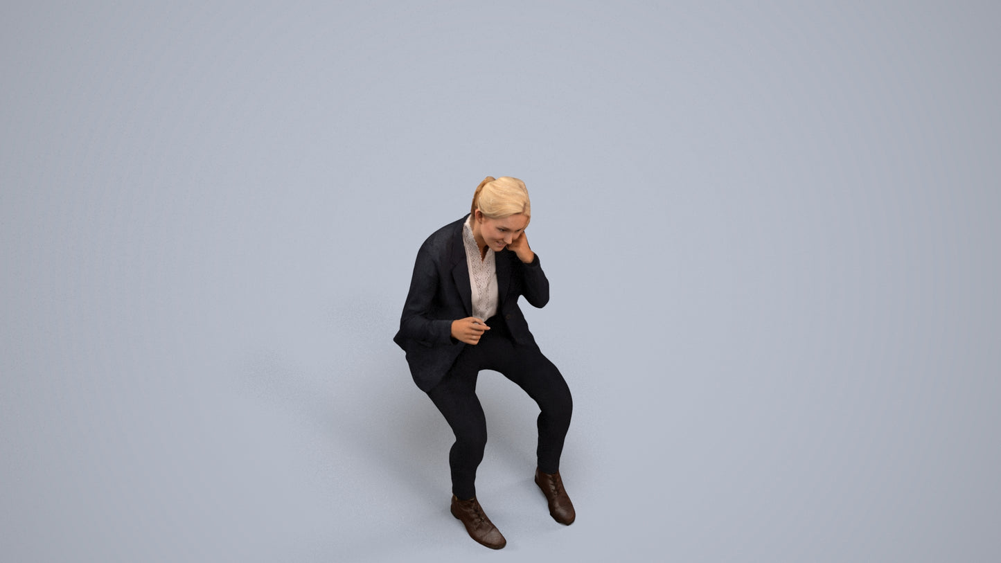 3D scanned woman business, photorealistic archviz people for Enscape and SketchUp, back view render