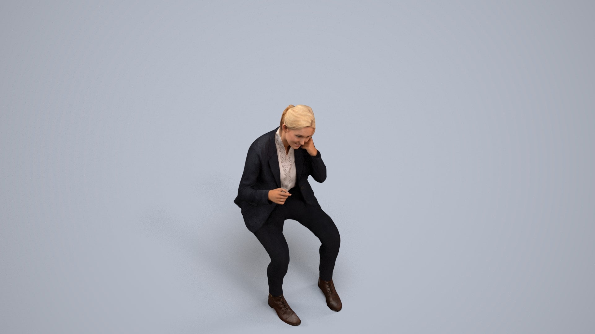 3D scanned woman business, photorealistic archviz people for Enscape and SketchUp, back view render