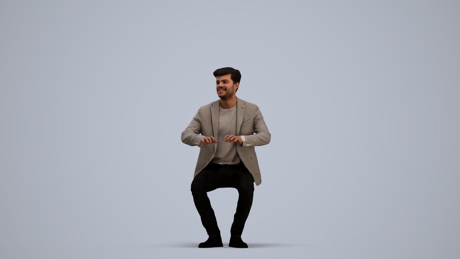 realistic 3D people man business sitting, render-ready for V-Ray and Corona, FBX OBJ, standing pose render