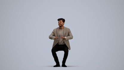 realistic 3D people man business sitting, render-ready for V-Ray and Corona, FBX OBJ, standing pose render