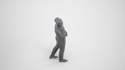 3D people model woman casual walking, scanned human for 3ds Max rendering, wireframe three-quarter view