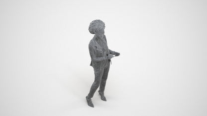 3D people model woman business standing, scanned human for 3ds Max rendering, wireframe three-quarter view