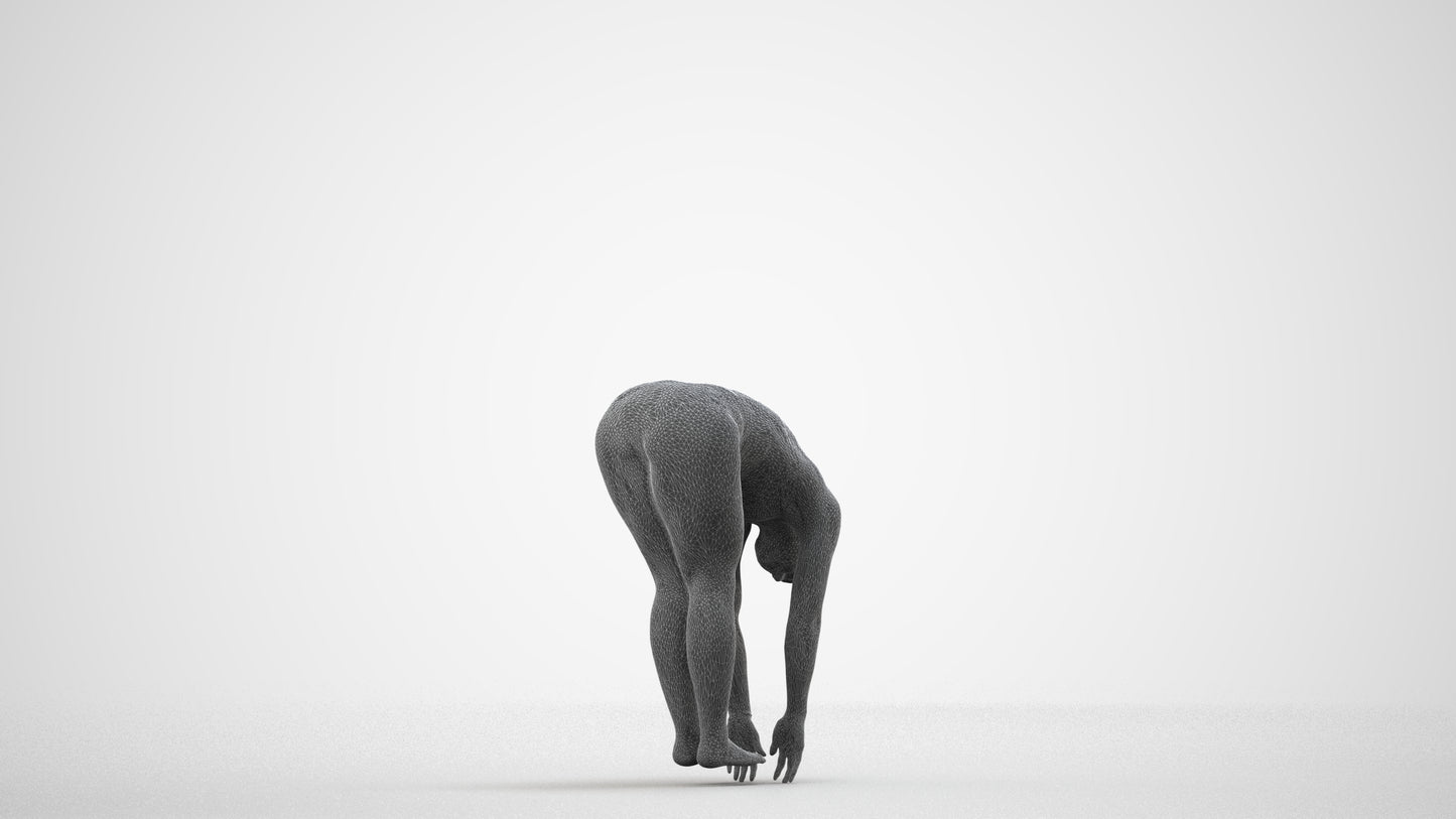 photogrammetry 3D woman sport pool, realistic human model archviz FBX, wireframe side view