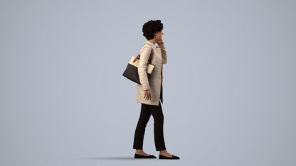 realistic 3D people woman business standing, render-ready for V-Ray and Corona, FBX OBJ, side view render