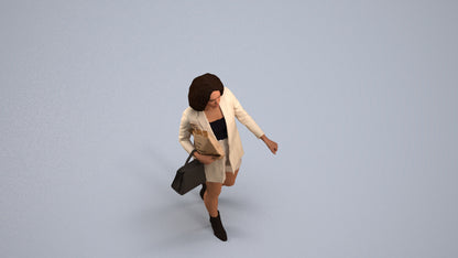 3D human model woman casual shopping, photogrammetry scanned person for archviz, back view render