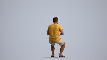 realistic 3D people man casual sitting, render-ready for V-Ray and Corona, FBX OBJ, front view render