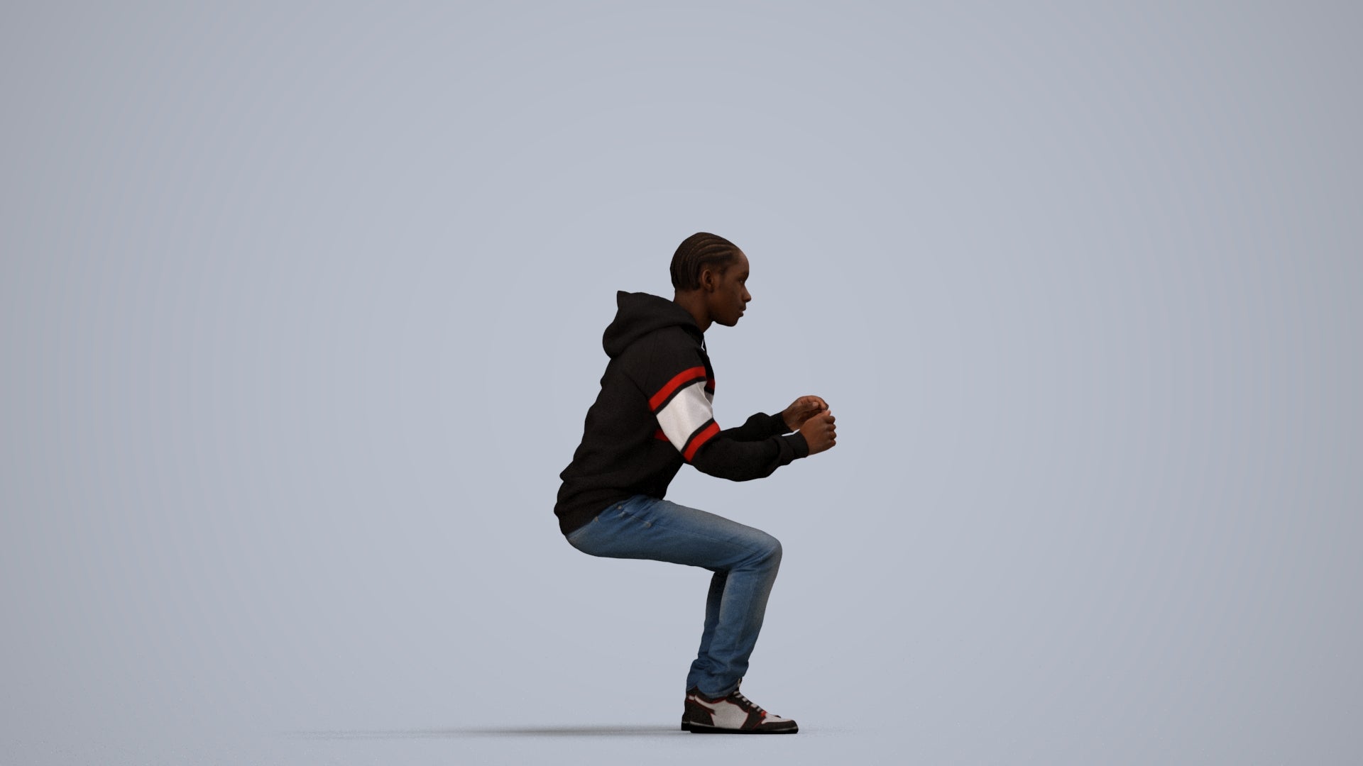 3D people model boy casual kids, scanned human for 3ds Max rendering, side view render