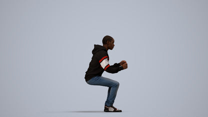 3D people model boy casual kids, scanned human for 3ds Max rendering, side view render