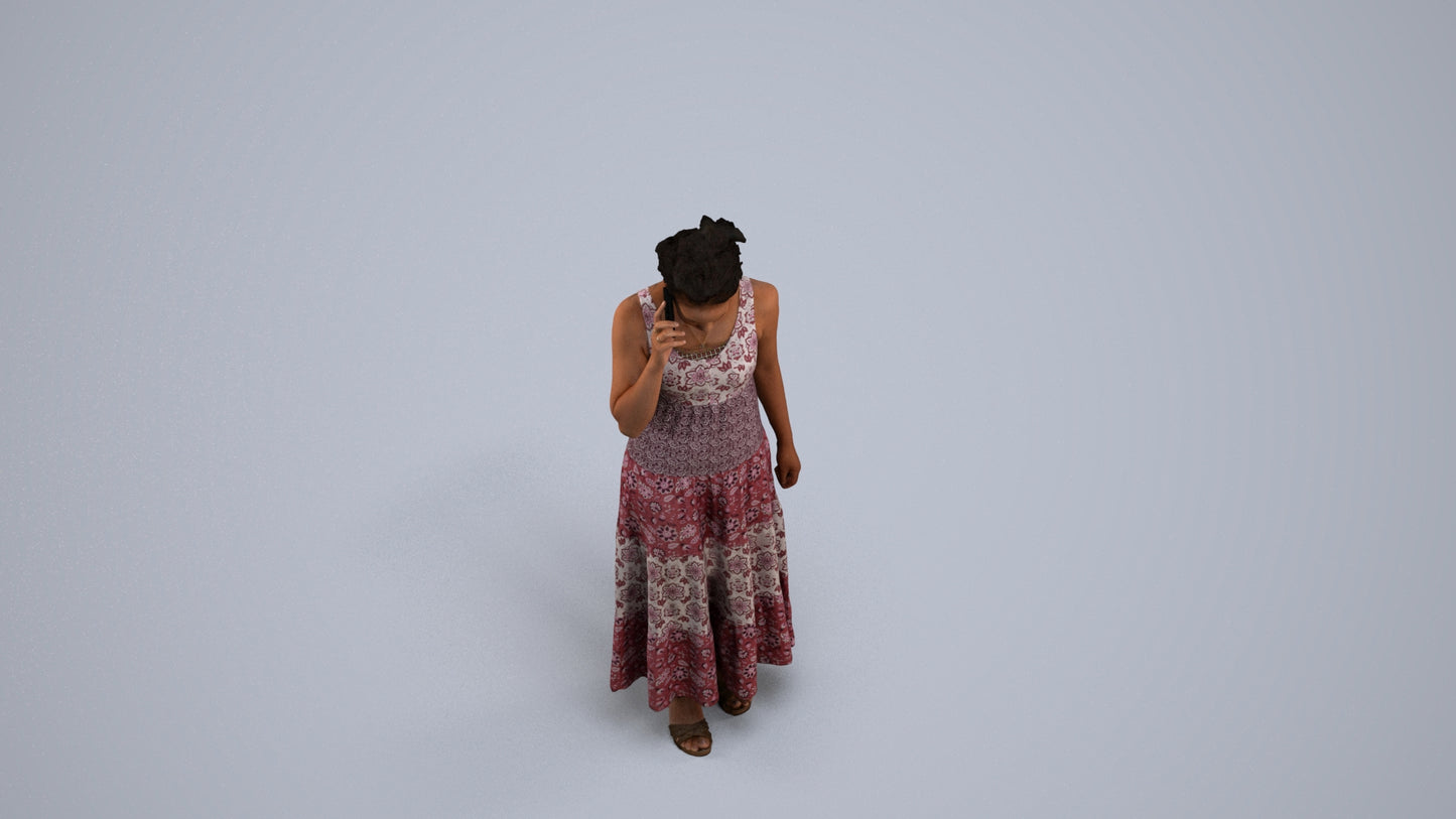 3D people model woman casual standing, scanned human for 3ds Max rendering, back view render