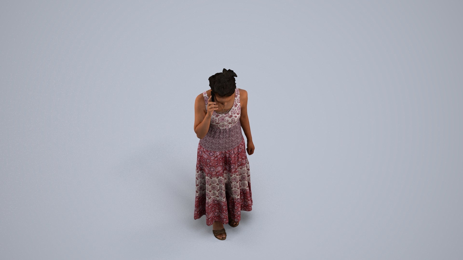 3D people model woman casual standing, scanned human for 3ds Max rendering, back view render