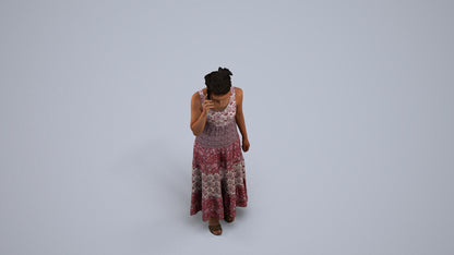 3D people model woman casual standing, scanned human for 3ds Max rendering, back view render