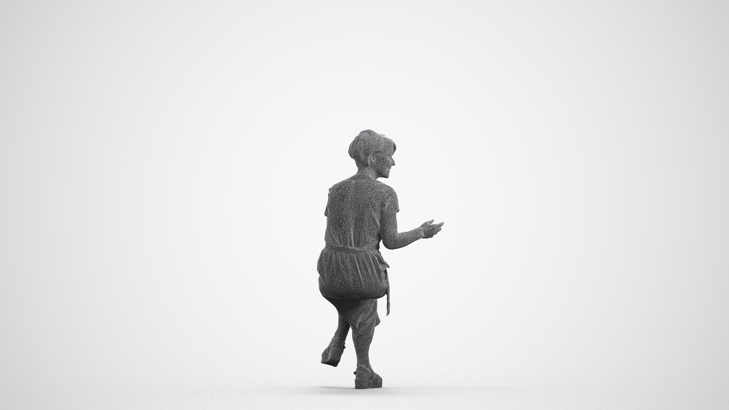 photogrammetry 3D senior woman casual sitting, realistic human model archviz FBX, wireframe front view