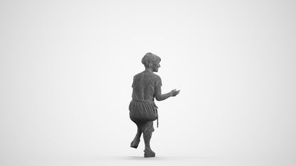 photogrammetry 3D senior woman casual sitting, realistic human model archviz FBX, wireframe front view
