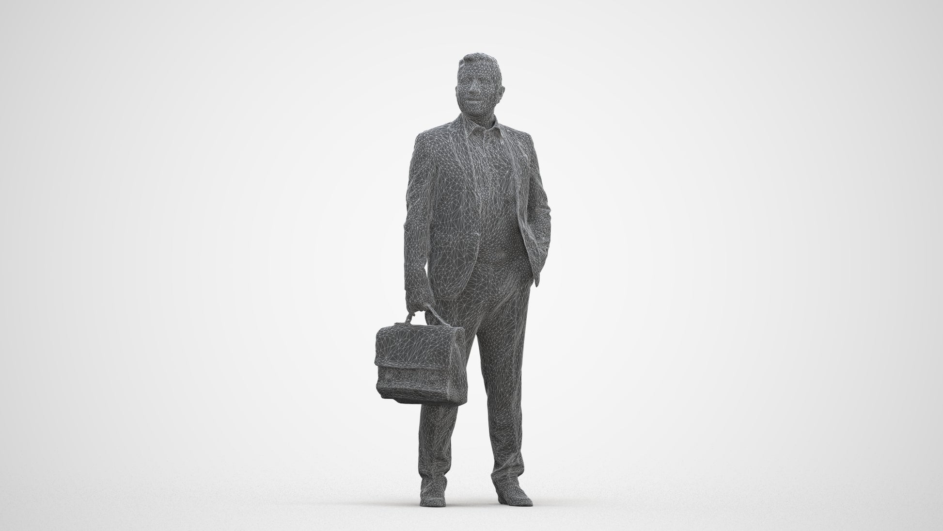 realistic 3D man business, scanned archviz people for Blender and 3ds Max, three-quarter front view render