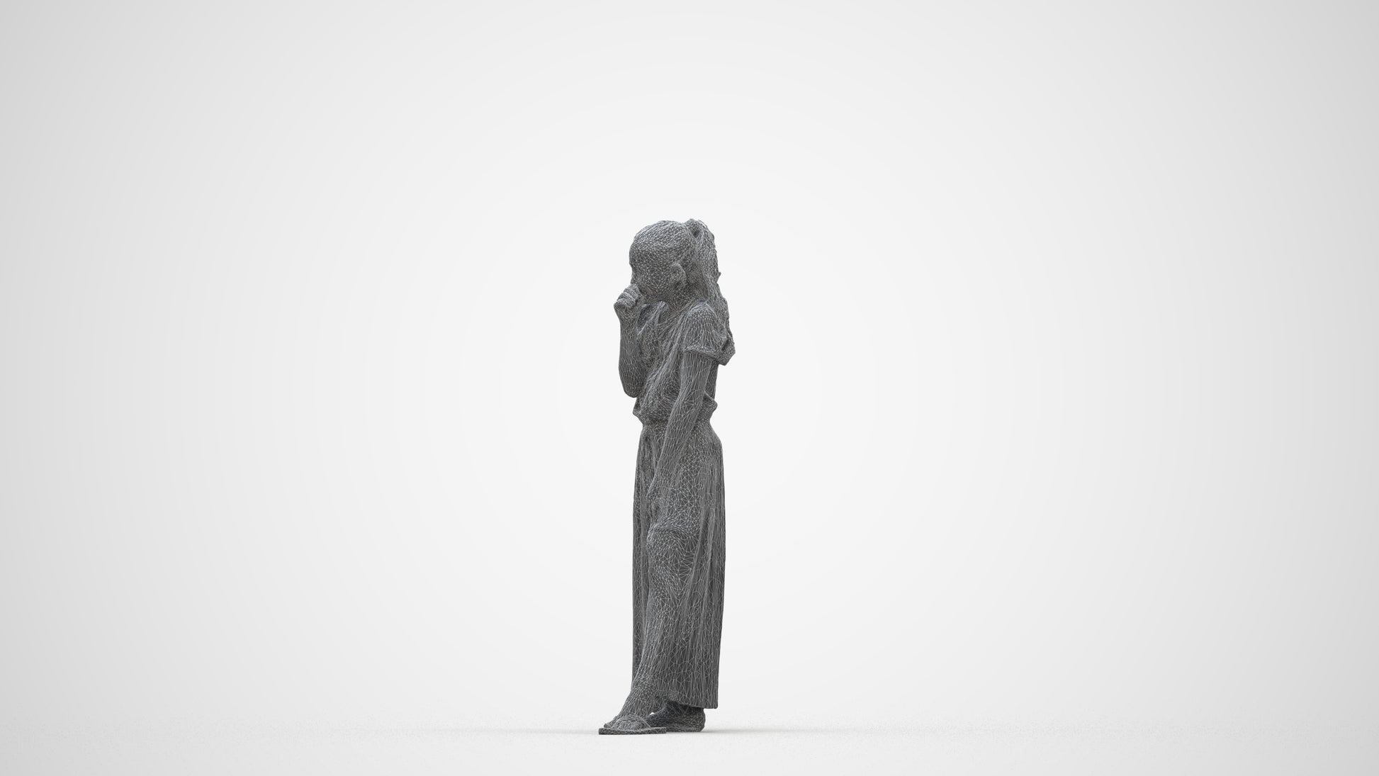 3D people model girl casual kids, scanned human for 3ds Max rendering, wireframe back view